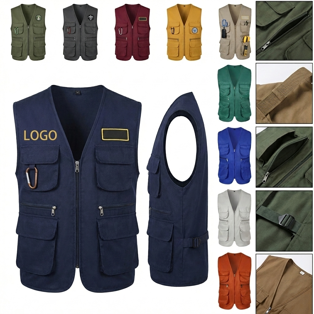 Breathable Tactical Sleeveless Vest with 6 Pockets for Fishing, Hiking & Photography