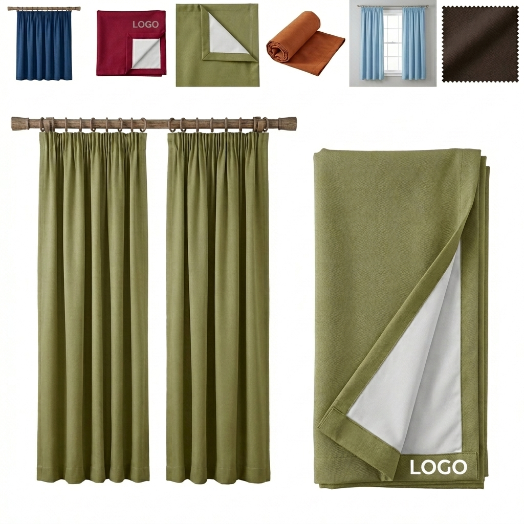 Olive Green Pinch Pleat Blackout Curtains - 2 Panels, 84" Long