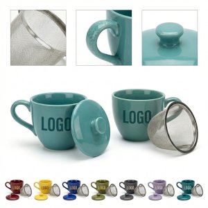 15oz Porcelain Tea Mug with Lid and Removable Infuser for Loose Leaf Tea