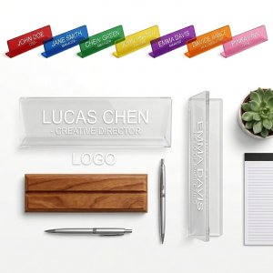Modern Acrylic Glass Nameplate for Office Desk - Executive Business Gift