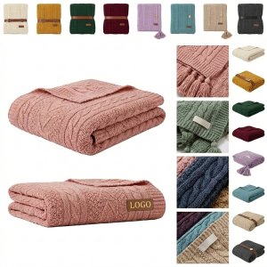 Classic Handmade-Sweater Pattern Airy Knit Blanket for Sofa & Bed